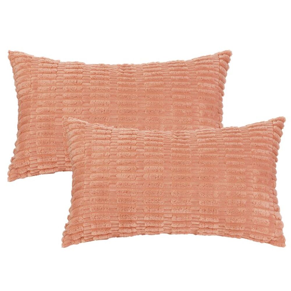 2pcs Corduroy Decorative Throw Pillow Covers Modern 12 x 20 Inch Light Orange